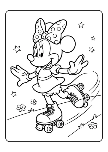Minnie Roller Skating coloring page