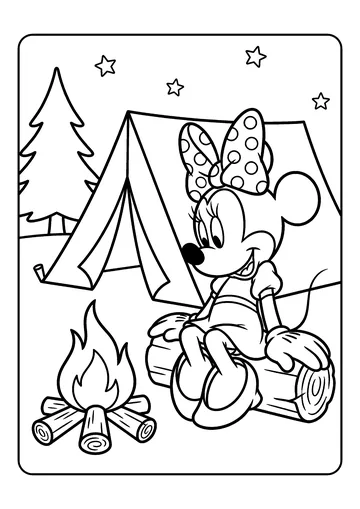Minnie Camping Under Stars coloring page