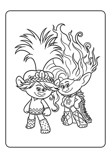 Poppy and Viva in Cool Outfits coloring page