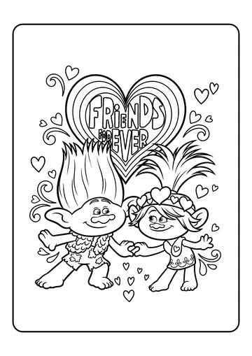 Poppy and Branch Friends Forever coloring page