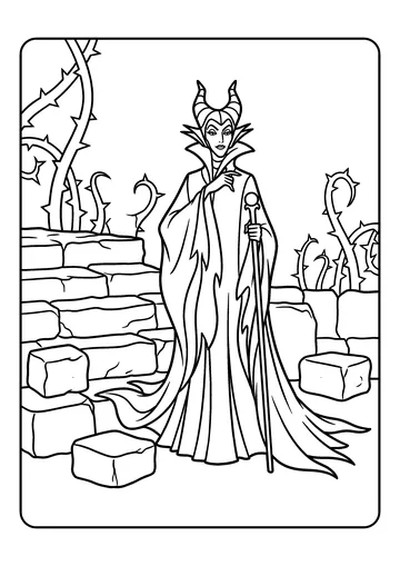 Maleficent in Her Mountain Castle coloring page