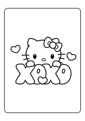 XOXO Kitty coloring page