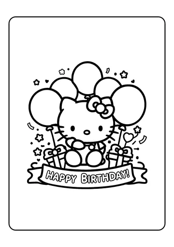 Birthday Balloons and Gifts coloring page