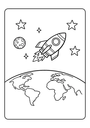 Rocket Over Earth coloring page