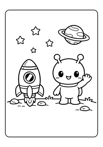 Alien Greeting coloring page