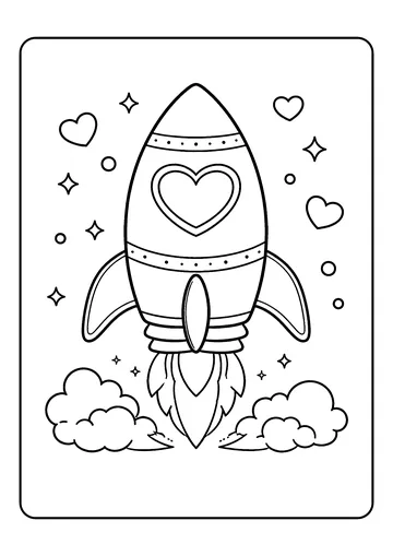Heart Window Space Ship coloring page