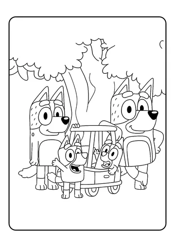 Heeler Family Fun Under the Tree coloring page