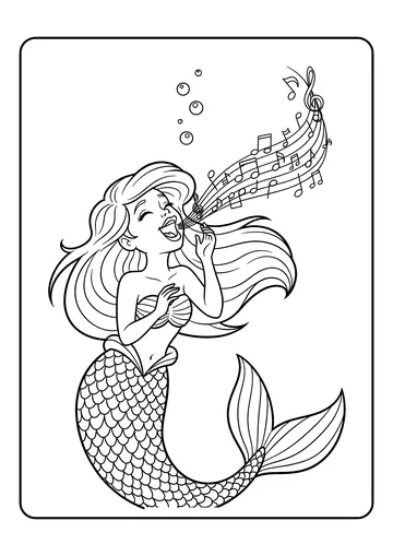 Mermaid Singing Underwater coloring page