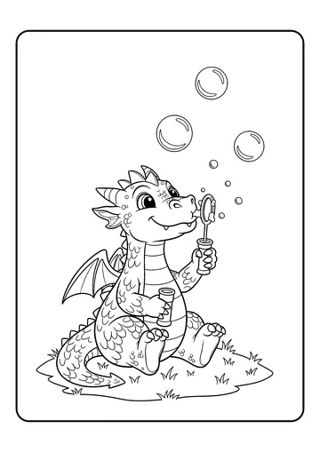 Dragon Blowing Bubbles coloring page