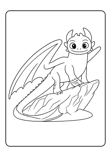 Toothless Standing on a Rock coloring page