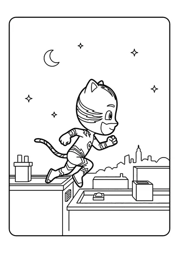 Catboy Rooftop Sprint coloring page