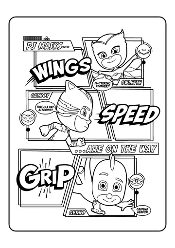 Comic Action Words coloring page