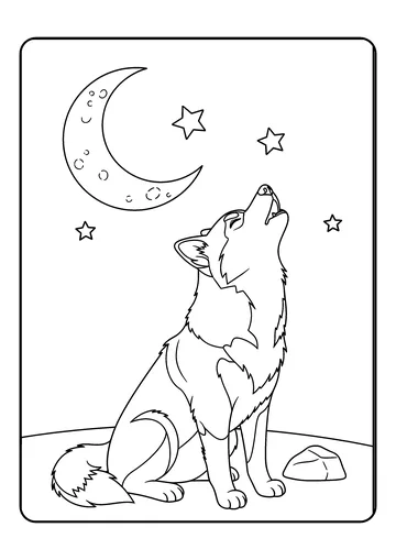 Siberian Husky Howling at the Moon coloring page